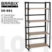 Стеллаж на металлокаркасе BRABIX "LOFT SH-001", 600х300х1250 мм, складной, цвет дуб натуральный, 641230 - Премиум Сервис