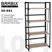 Стеллаж на металлокаркасе BRABIX "LOFT SH-001", 600х300х1250 мм, складной, цвет дуб натуральный, 641230 - Премиум Сервис