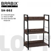 Стеллаж на металлокаркасе BRABIX "LOFT SH-002", 600х350х845 мм, цвет морёный дуб, 641231 - Премиум Сервис