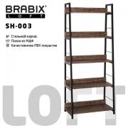 Стеллаж на металлокаркасе BRABIX "LOFT SH-003", 600х350х1500 мм, 5 полок, цвет морёный дуб, 641234 - Премиум Сервис