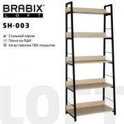 Стеллаж на металлокаркасе BRABIX "LOFT SH-003", 600х350х1500 мм, 5 полок, цвет дуб натуральный, 641236 - Премиум Сервис