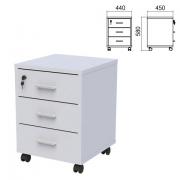 Тумба подкатная "Арго", 440х450х580 мм, 3 ящика, замок, серый - Премиум Сервис