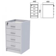 Тумба (каркас БЕЗ КРЫШКИ) приставная "Арго", 440х450х740 мм, 4 ящика, замок, серый - Премиум Сервис