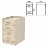 Тумба (каркас БЕЗ КРЫШКИ) приставная "Арго", 440х600х740 мм, 4 ящика, замок, ясень шимо - Премиум Сервис