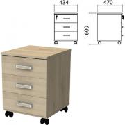 Тумба подкатная "Приоритет", 434х470х600 мм, 3 ящика, замок, кронберг, К-923, К-923 кронберг - Премиум Сервис