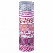 Клейкие WASHI-ленты для декора "СЕРДЦА", 15 мм х 3 м, 7 цветов, рисовая бумага, ОСТРОВ СОКРОВИЩ, 661708 - Премиум Сервис