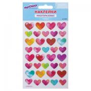 Наклейки гелевые "Сердца", многоразовые, с блестками, 10х15 см, ЮНЛАНДИЯ, 661830 - Премиум Сервис