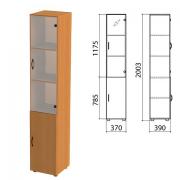 Шкаф закрытый со стеклом "Фея", 370х390х2000 мм, цвет орех милан (КОМПЛЕКТ) - Премиум Сервис