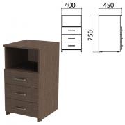 Тумба приставная "Канц", 400х450х750 мм, 3 ящика, полка, цвет венге (КОМПЛЕКТ) - Премиум Сервис