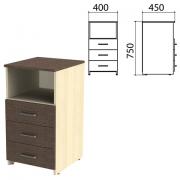 Тумба приставная "Канц", 400х450х750 мм, 3 ящика, полка, цвет дуб молочный/венге (КОМПЛЕКТ) - Премиум Сервис