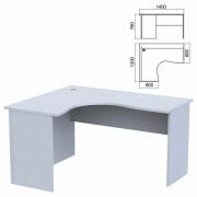 Стол компактный "Арго", 1400х1200х760 мм, левый, серый (КОМПЛЕКТ) - Премиум Сервис