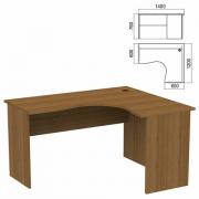 Стол компактный "Арго", 1400х1200х760 мм, правый, орех (КОМПЛЕКТ) - Премиум Сервис