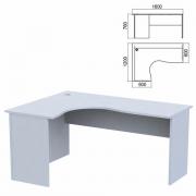 Стол компактный "Арго", 1600х1200х760 мм, левый, серый (КОМПЛЕКТ) - Премиум Сервис