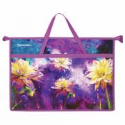 Папка для рисунков и чертежей с ручками BRAUBERG А3, пластик, молния сверху, "Flowers", 270146 - Премиум Сервис