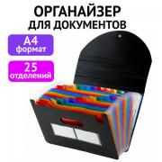 Папка-органайзер для бумаг и документов на резинке, 25 отделений, BRAUBERG DOCS, А4, черная, 271151 - Премиум Сервис