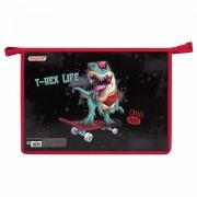 Папка для тетрадей ПИФАГОР А4, 1 отделение, картон/пластик, на молнии, "T-Rex Life", 271439 - Премиум Сервис