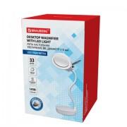 Лупа настольная с LED ПОДСВЕТКОЙ, диаметр 110 мм, увеличение 3, корпус белый, BRAUBER, 455930 - Премиум Сервис