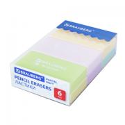 Ластики BRAUBERG PASTEL SOFT НАБОР 6 шт., размер ластика 45*25*10мм, экологичный ПВХ, 271340 - Премиум Сервис