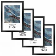 Рамка 21*30см небьющаяся, КОМПЛЕКТ 4шт, багет 16 мм МДФ, BRAUBERG "Basic", черная, 391259 - Премиум Сервис