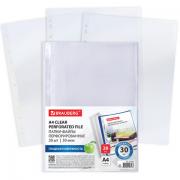 Папки-файлы перфорированные А4 BRAUBERG, КОМПЛЕКТ 20 шт., гладкие, 30 мкм, 271828 - Премиум Сервис