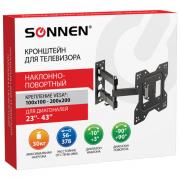 Кронштейн-крепление для ТВ настенный, до 30 кг. VESA 100х100-200х200, 23"-43", черный, SONNEN, 455947 - Премиум Сервис