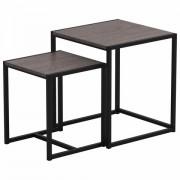 Стол журнальный "Терса", 490х490х560/390х390х460 мм, КОМПЛЕКТ 2шт, металл/ЛДСП ясень анкор темный - Премиум Сервис