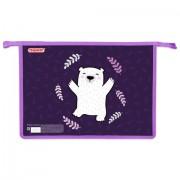 Папка для тетрадей ПИФАГОР А4, 1 отделение, картон/пластик, на молнии, Happy bear, 272126 - Премиум Сервис