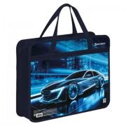 Папка на молнии с ручками BRAUBERG А4, 1 отделение, пластик, 80 мм, Night driver, 272169 - Премиум Сервис