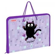 Папка для труда на молнии с ручками ПИФАГОР А4, 1 отд., пластик, органайзер, Falling cat, 272226 - Премиум Сервис