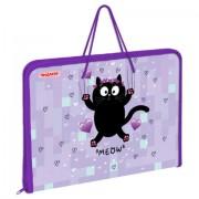 Папка для труда на молнии с ручками ПИФАГОР А4, 1 отд., пластик, органайзер, Falling cat, 272226 - Премиум Сервис