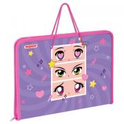 Папка для труда на молнии с ручками ПИФАГОР А4, 1 отд., пластик, органайзер, Anime eyes, 272228 - Премиум Сервис