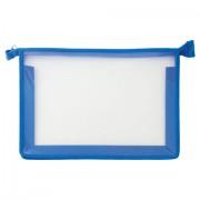 Папка для тетрадей А4 ПИФАГОР, пластик, молния сверху, прозрачная, синий, 272109 - Премиум Сервис