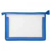 Папка для тетрадей А4 ПИФАГОР, пластик, молния сверху, прозрачная, синий, 272109 - Премиум Сервис