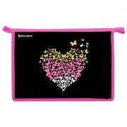 Папка для труда на молнии BRAUBERG А4, 2 отделения, органайзер, Shining heart, 272210 - Премиум Сервис