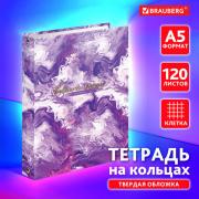 Тетрадь на кольцах А5 175х215мм, 120л, твердый картон, клетка, BRAUBERG, Colorful art. 404714 - Премиум Сервис
