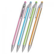 Ручка шариковая автоматическая BRAUBERG Stripes, СИНЯЯ, корпус ассорти, пишущий узел 0,5 мм, линия письма 0,3 мм, 144219 - Премиум Сервис