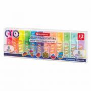 Набор текстовыделителей мини с принтами, 12 ЦВЕТОВ, BRAUBERG, 6 неоновых цветов + 6 пастельных цветов, линия 1-5 мм, 152537 - Премиум Сервис