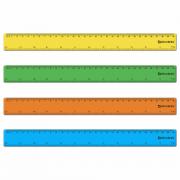 Линейка пластиковая 30 см, BRAUBERG, непрозрачная, неоновая, ассорти, 210839 - Премиум Сервис