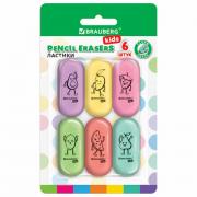 Ластики BRAUBERG KIDS "Fruits", НАБОР 6 штук, 50х23х10 мм, овальные, ассорти, 272669 - Премиум Сервис