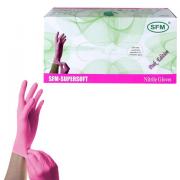 Перчатки нитриловые смотровые SFM Supersoft PINK, 100 пар (200 шт.), размер M (средний), розовые - Премиум Сервис