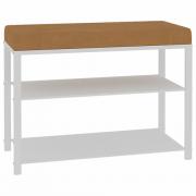 Банкетка для обуви "Торонто-23S", 670х300х490 мм, 2 полки, металл/ткань, белая/бежевая, БТ23СББ - Премиум Сервис