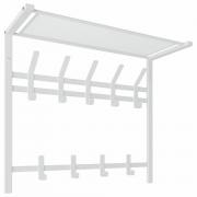 Вешалка настенная с полкой 2 яруса "Торонто-22", 585*670*270 мм, 9 крючков, металл, белая, ВСПТ22 Б - Премиум Сервис