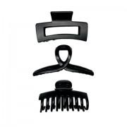 Крабы для волос НАБОР 3 шт, 8,5см/9см/11см, матовый, чёрный MONTE VITA 457032 - Премиум Сервис