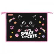 Папка для тетрадей ПИФАГОР А4, 1 отделение, картон/пластик, на молнии, Dark kitten, 273339 - Премиум Сервис