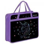 Папка на молнии с ручками BRAUBERG А4, 1 отделение, пластик, 80 мм, Radiant unicorn, 273369 - Премиум Сервис