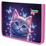 Папка для тетрадей BRAUBERG KIDS А4, 1 отделение, пластик, молния вокруг, Curious cat, 273336 - Премиум Сервис