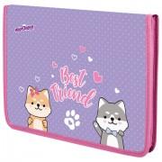 Папка для труда на молнии ЮНЛАНДИЯ А4, 1 отделение, откидная планка, органайзер, Best fellows, 273392 - Премиум Сервис