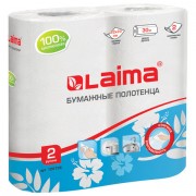 Полотенца бумажные бытовые, спайка 2 шт., 2-х слойные, (2х30 м), LAIMA, 22х23 см, белые, 128726 - Премиум Сервис