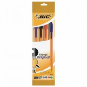 Ручки шариковые BIC "Orange", НАБОР 4 ЦВЕТА, узел 0,8 мм, линия 0,3 мм, пакет, 8308541 - Премиум Сервис