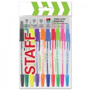 Ручки шариковые STAFF "C-51", НАБОР 10 шт., АССОРТИ, узел 1 мм, линия письма 0,5 мм, 142818 - Премиум Сервис